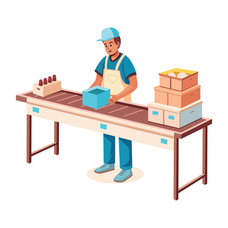 Vektör factory worker illustration in flat style