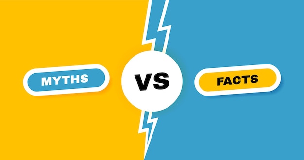 facts vs myths versus battle background with lightning bolt concept of thorough factchecking or easy compare evidence vector illustration