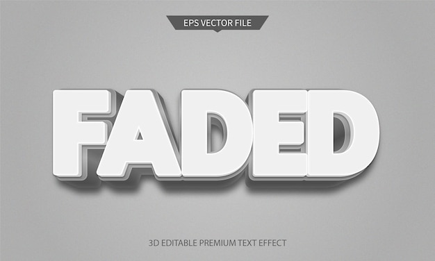faded white colorless 3d editable text style effect premium vector
