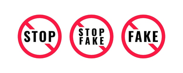 Fake news stamp design Stop fake news on tv and social media Stop fake and disinformation Vector illustration