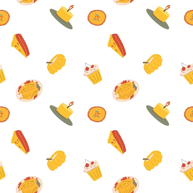 Fall thanksgiving pattern with autumn leaves and plants animals Cute fabric design