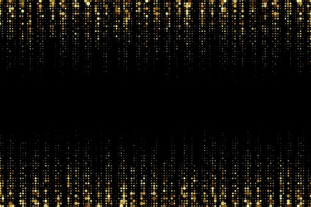 Falling golden round confetti Magic gold dust holiday background Golden rain Vector illustration