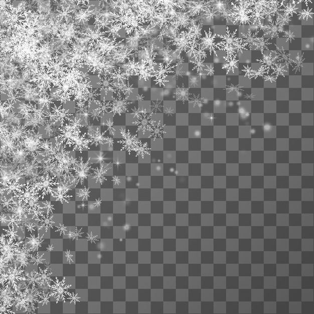 Falling snow on a transparent background Vector illustration 10 EPS Abstract snowflake background Fall of snow
