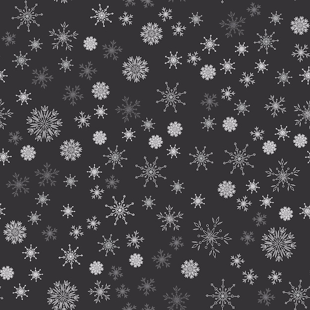 Falling snowflakes on a gray background