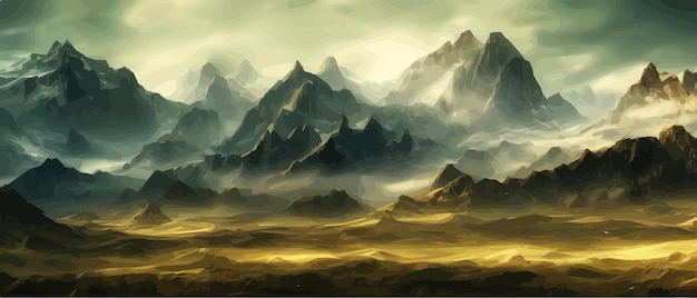 fantasy epic magic mountain landscape mystical winter valley valley panoramic view of big mountains