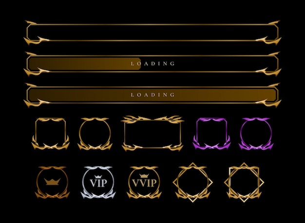 Fantasy Medieval Card Game Template Gold Blue Purple Red RPG Symbol Kit