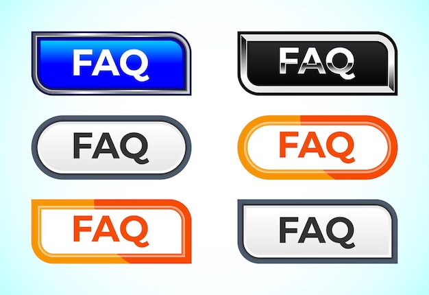 FAQ button set of different shapes and colors Suitable for mobile app and website UI design