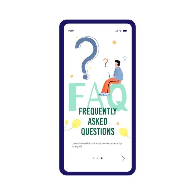 Faq support website mobile application banner cartoon vector illustration