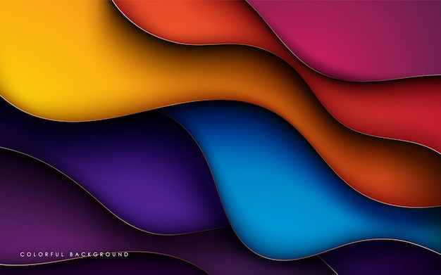 Färgglad flytande dimension bakgrund. Smidig gradient med guldlinjeeffekt.