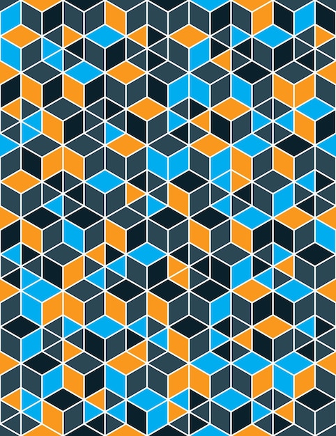 Färgglatt abstrakt texturerat geometriskt sömlöst mönster. Vektor ljus textilbakgrund med kuber och kvadrater. Grafisk samtida futuristisk täckning.