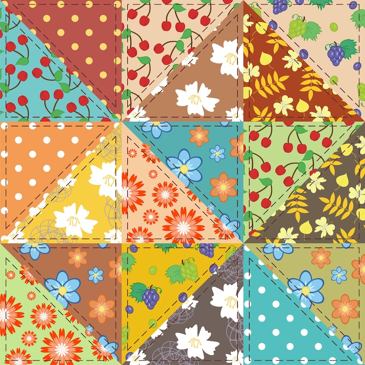 Vektör farklı desenlere sahip patchwork arka planı
