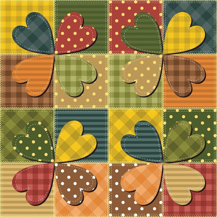 Vektör farklı desenlere sahip patchwork arka planı