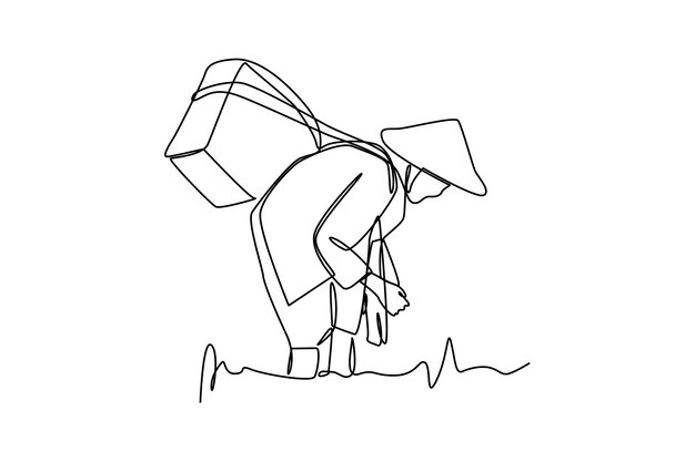 farmers reap the crops drawing by simple continuous line farmer minimalist concept vector animation vector single line