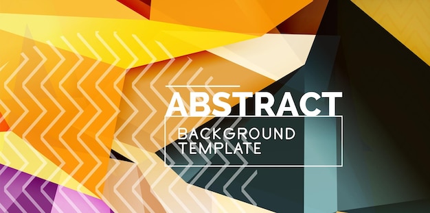 Farverig geometrisk abstrakt baggrund, minimalistisk abstraktionsdesign med 3D-form i mosaikstil