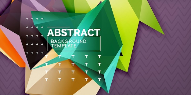 Farverig geometrisk abstrakt baggrund, minimalistisk abstraktionsdesign med 3D-form i mosaikstil