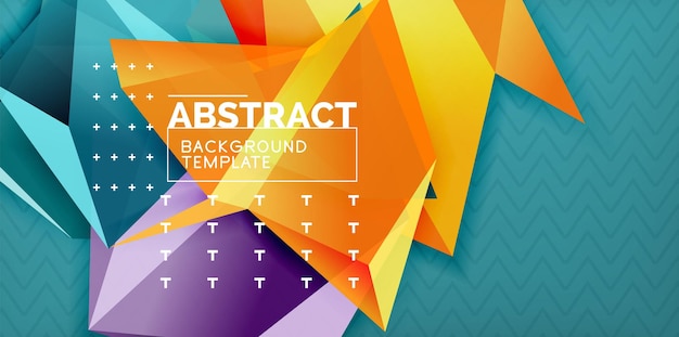 Farverig geometrisk abstrakt baggrund, minimalistisk abstraktionsdesign med 3D-form i mosaikstil
