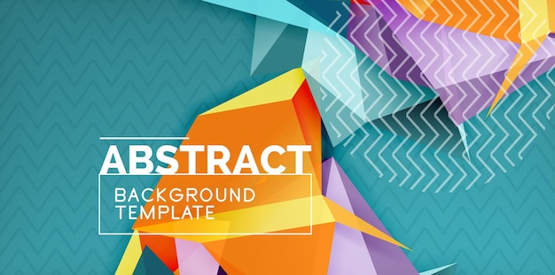 Farverig geometrisk abstrakt baggrund, minimalistisk abstraktionsdesign med 3D-form i mosaikstil