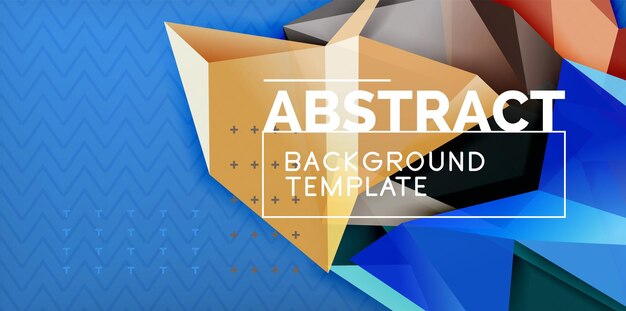 Farverig geometrisk abstrakt baggrund, minimalistisk abstraktionsdesign med 3D-form i mosaikstil