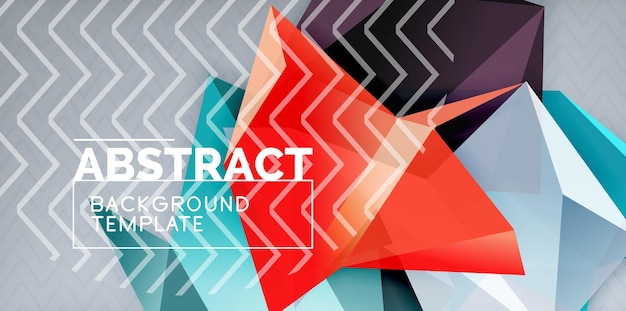 Farverig geometrisk abstrakt baggrund, minimalistisk abstraktionsdesign med 3D-form i mosaikstil