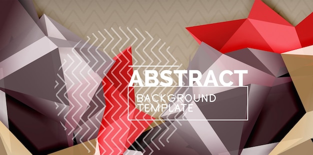 Farverig geometrisk abstrakt baggrund, minimalistisk abstraktionsdesign med 3D-form i mosaikstil