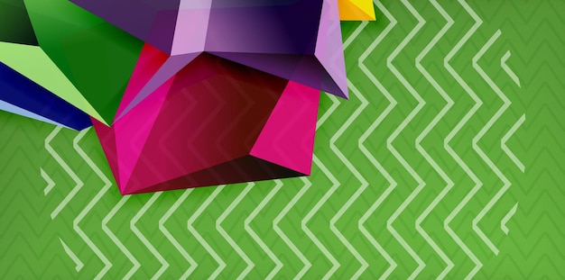 Farverig geometrisk abstrakt baggrund, minimalistisk abstraktionsdesign med 3D-form i mosaikstil