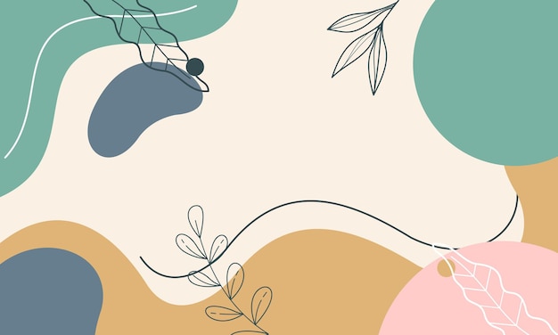 Farverig pastel minimalistisk baggrund med linjeblade