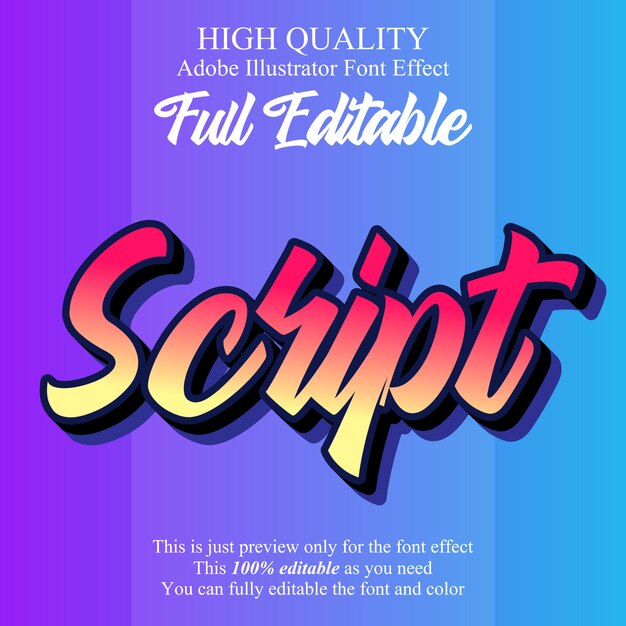 Farverig skrift redigerbar typografi skrifteffekt