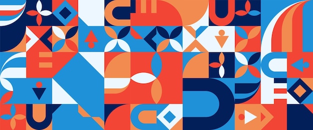 Farverige vektor-bannere med fladt geometrisk mosaikdesign til bannerbaggrund, forside, plakat, wallpaper, præsentationsbaggrund og certifikat