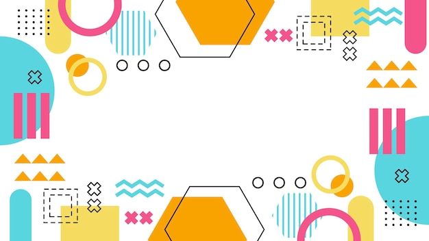 Farverigt abstrakt geometrisk mønster med Memphis former, ideel til baggrunde, kunstprojekter og moderne designkoncepter, coverbannerpræsentation
