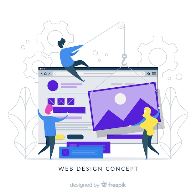 Farverigt webdesignkoncept med fladt design