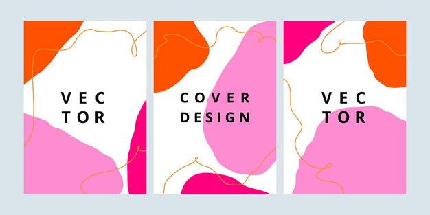Fashion set of modern design template with abstract shapes in flat style Minimal fluid background