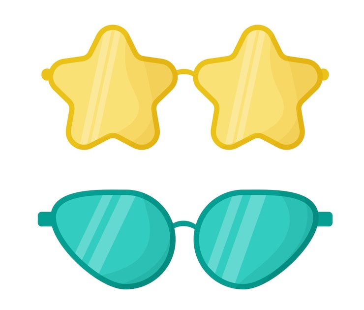 Fashionable sunglasses with colored glasses in cartoon style