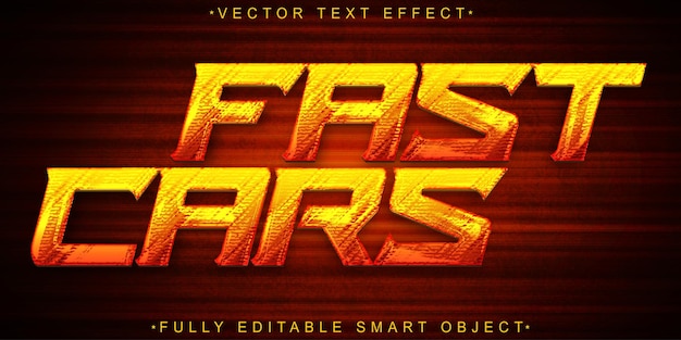 Fast Cars Vector Fully Editable Smart Object Text Effect