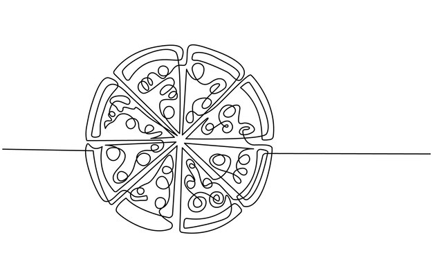 fast food one line art Single continuous line of pizza Pizza fast food in one line art