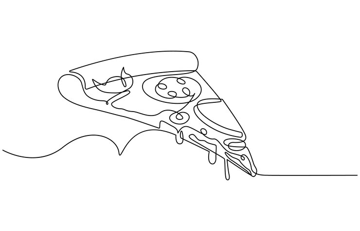 fast food one line art Single continuous line of pizza Pizza fast food in one line art