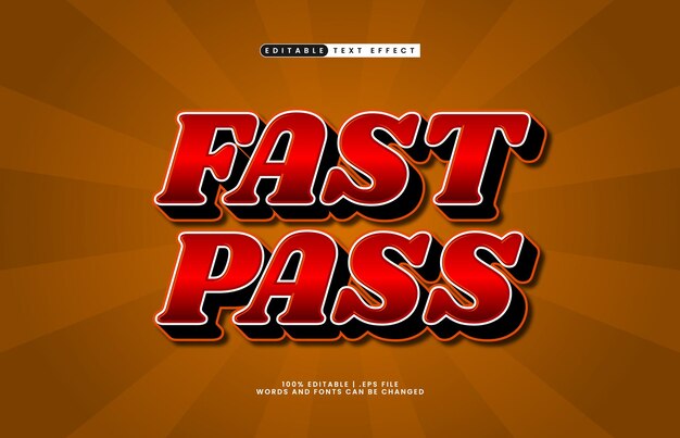 fast pass editable text effect with a kids and game text style