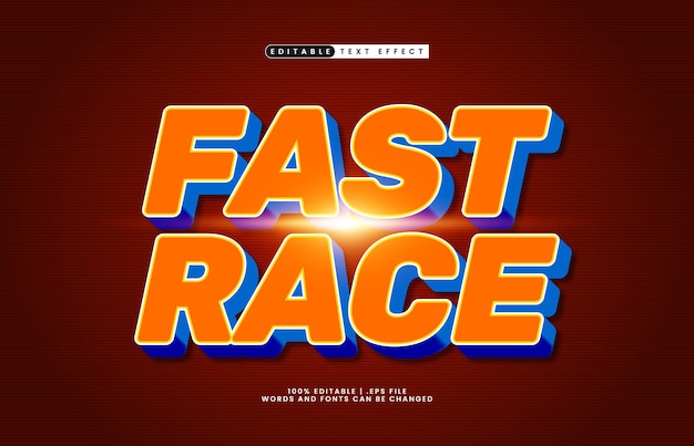 fast race editable text effect with a race and game text style