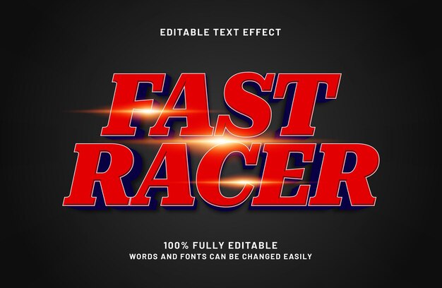 fast racer editable text effect in race and game text style