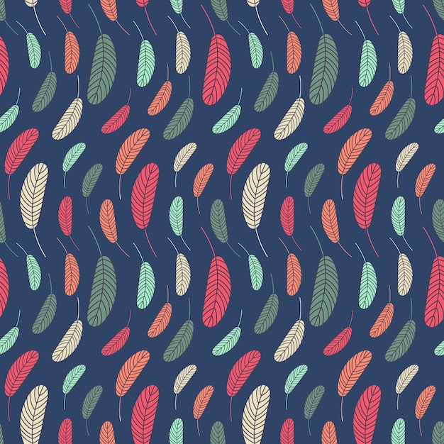 Feathers seamless pattern boho pattern with chicken feathers vector illustration design for textiles...
