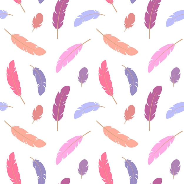 feathers seamless pattern cute background with colorful bird feathers