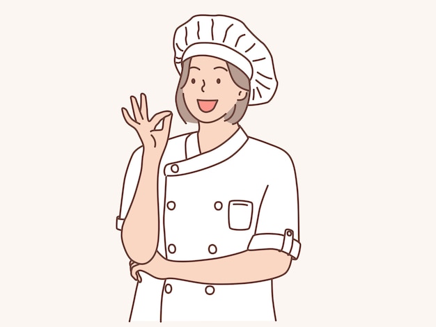 female chef with okay gestures