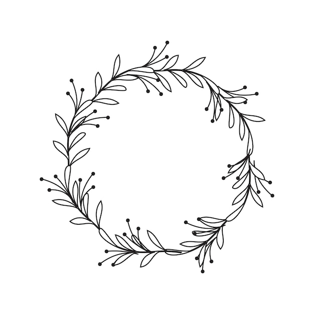 Feminint blomsterhandler bryllup linje cirkelramme ornament