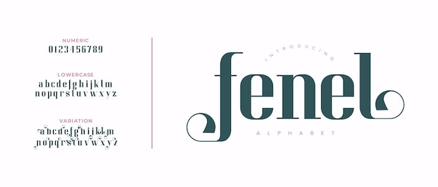 Fenel elegant font alphabet uppercase lowercase and number Classic lettering minimal fashion design