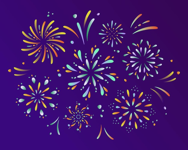 festival fireworks explode in the night sky vector illustration