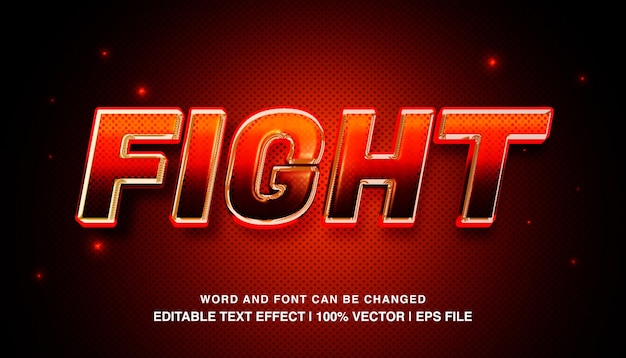 Fight editable text effect template orange bold glossy neon light futuristic style