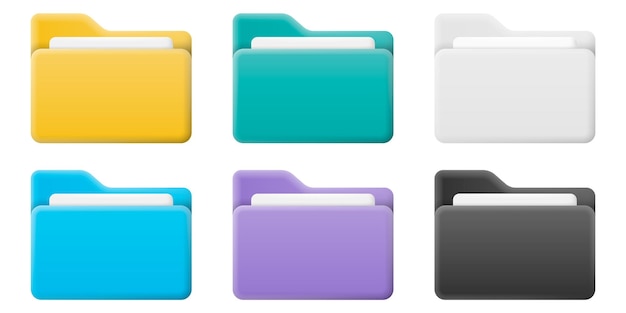 File folder realistic icon set Vector illustration