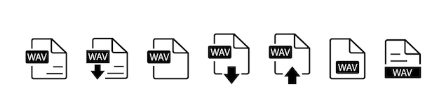 File format extensions icon set in line style Document file type format simple black style symbol