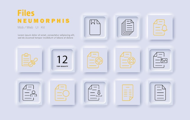 Files organization set icon Folder checklist approval report notification archive user profile security contract rejection warning documentation