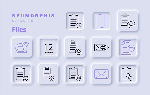 Files set icon Folder document clipboard email checklist report archive security data management organization records verification digital files paperwork storage