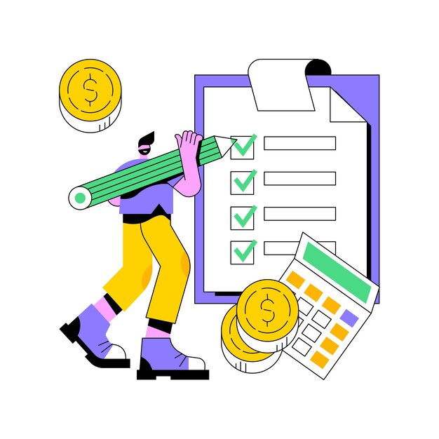 Filing the taxes abstract concept vector illustration